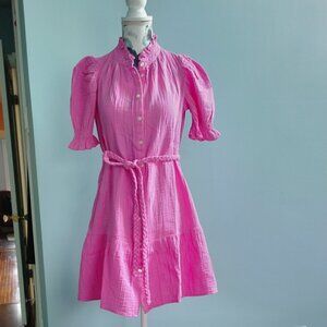Hot Pink Cotton Gauze Mini-Dress NWT fits like XS